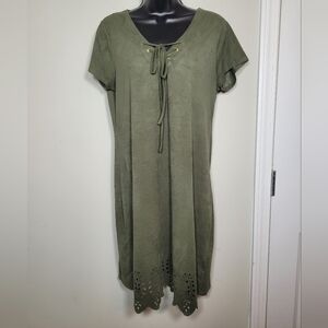 Melissa Paige Boho Faux Suede Dress sz PL
